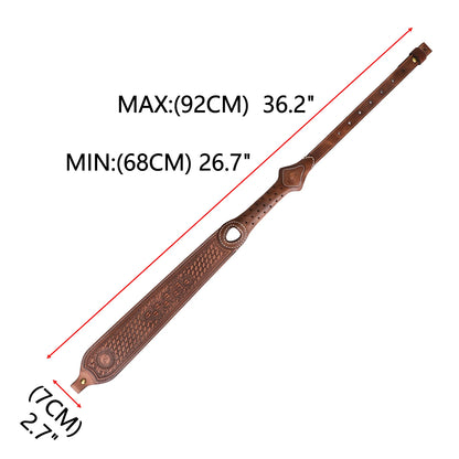 Tourbon Leather Rifle Sling Non-Slip Brown Gun Shoulder Strap Length Adjustable 92cm Shooting Hunting Accessories