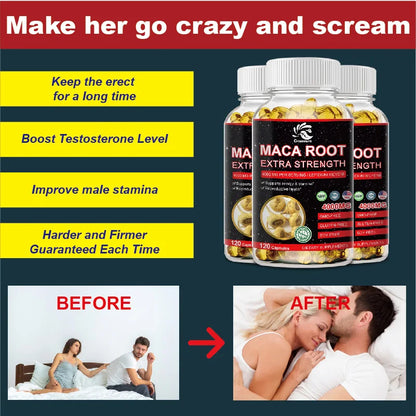 Greensure Organic Maca Root Powder Capsules 4000 mg with Maca Root Extract Supplement for Men and Women