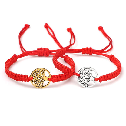 Lucky Red String Braid Bracelets Classic Retro Alloy The Tree of Life Handmade Men Women Kid Wristband Yoga Jewelry Gift Bangles