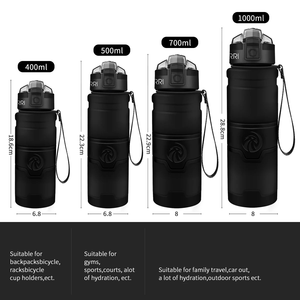 1000ml BPA Free Sports Water Bottle Outdoor Travel Portable Bottle Leakproof Ecofriendly Plastic Drinking Bottles For Fruit Tea