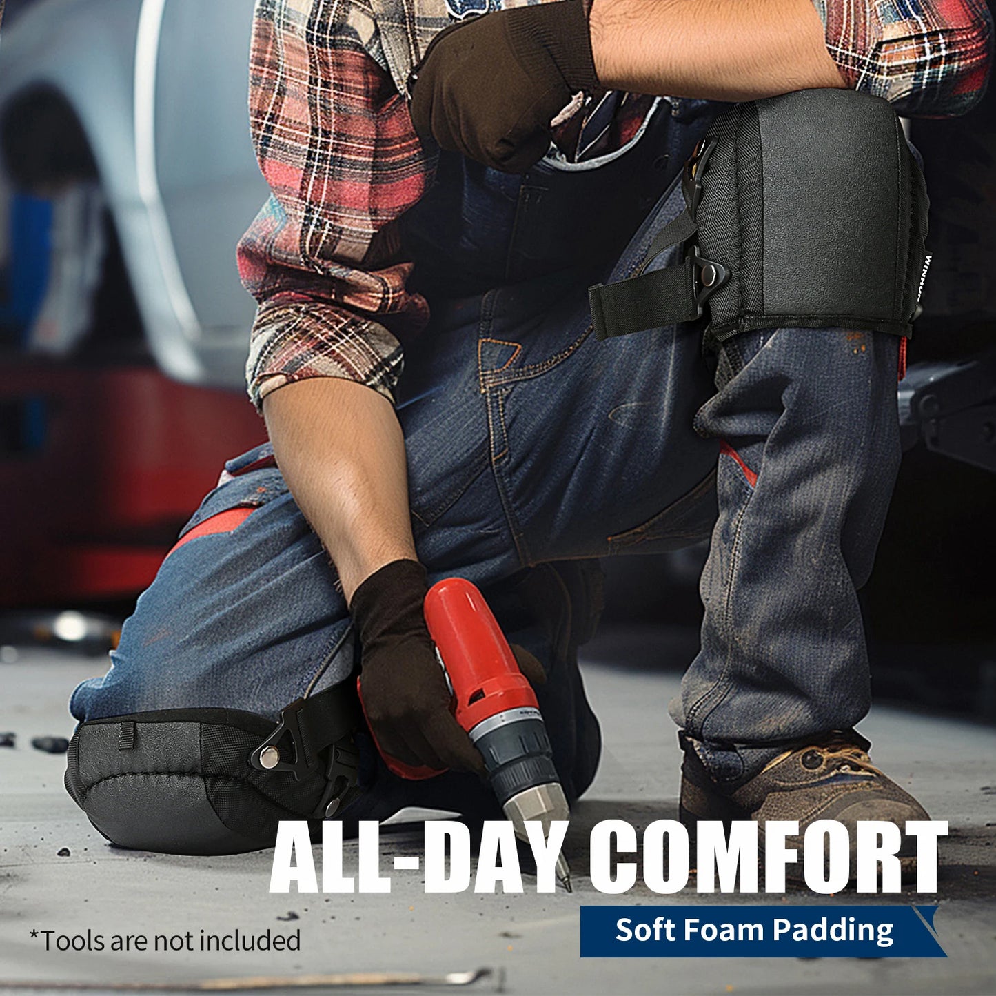 Knee Pads for Work - Heavy Duty Foam Padding Knee Pads with Strong Double Straps – Comfortable Knee Protection