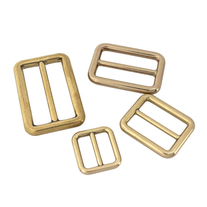 Solid Brass Rectangular Adjuster Buckle Cast Tri Glide Slide Backpack Strip webbing  leather craft Bag Shoulder Strap Belt