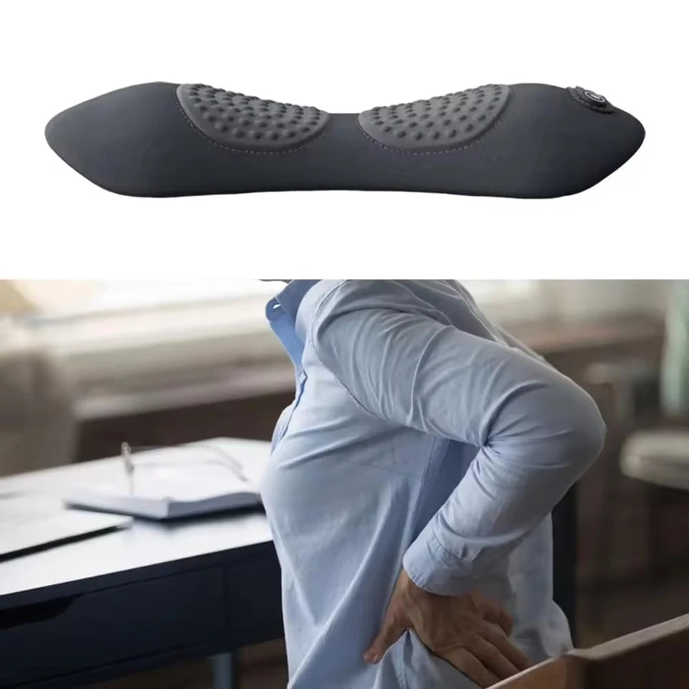 Heating Vibration Massage Pillow Electric Lumbar Support Pad Bed Sleeping Waist Protection Cushion Lying Flat Waist Pain Relief