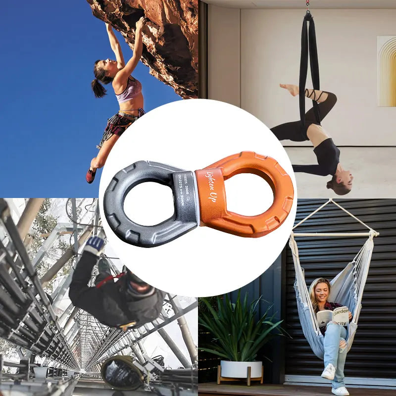 35KN Swing Swivel Aluminum Alloy Rotating Ring Aerial Yoga Hammock Rotating Connector Outdoor Rock Climbing Bearing Swivel