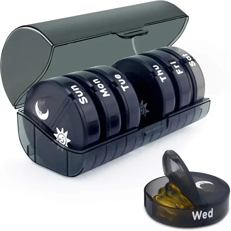 Fashion 7 Day Pill Box Organizer Case Portable 2 Times A Day Vitamin Tablet 14 Grids Large Storage Travel for Medicine Fish Oils