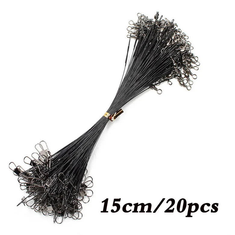 Anti Bite Steel Fishing Line Steel Wire Leader With Swivel Fishing Accessory Lead Core Leash Fishing Wire 15cm 20cm  30cm