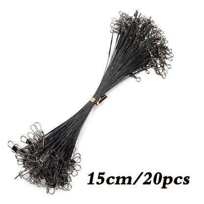 Anti Bite Steel Fishing Line Steel Wire Leader With Swivel Fishing Accessory Lead Core Leash Fishing Wire 15cm 20cm  30cm