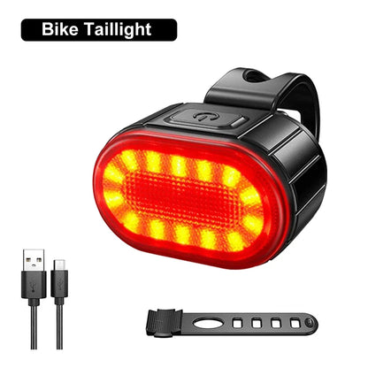 Cycling Bicycle Front Rear Light Set Bike USB Charge Headlight Light MTB Waterproof Taillight LED Lantern Bicycle Accessories