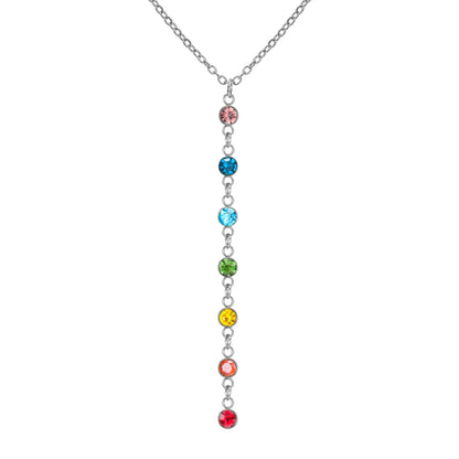 Skyrim Yoga 7 Chakra Rhinestones Pendant Necklaces Women Stainless Steel Gold Color Sweater Chain Meditation Energy Jewelry Gift