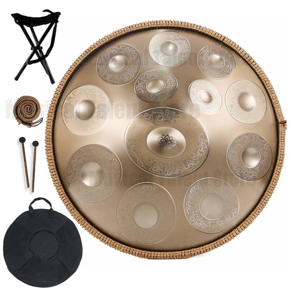 22inch9/10/12notes Steel Tongue Drum,Authentic Handpan,Professional Hand Plate,Meditation,Sound Therapy,yoga,relax