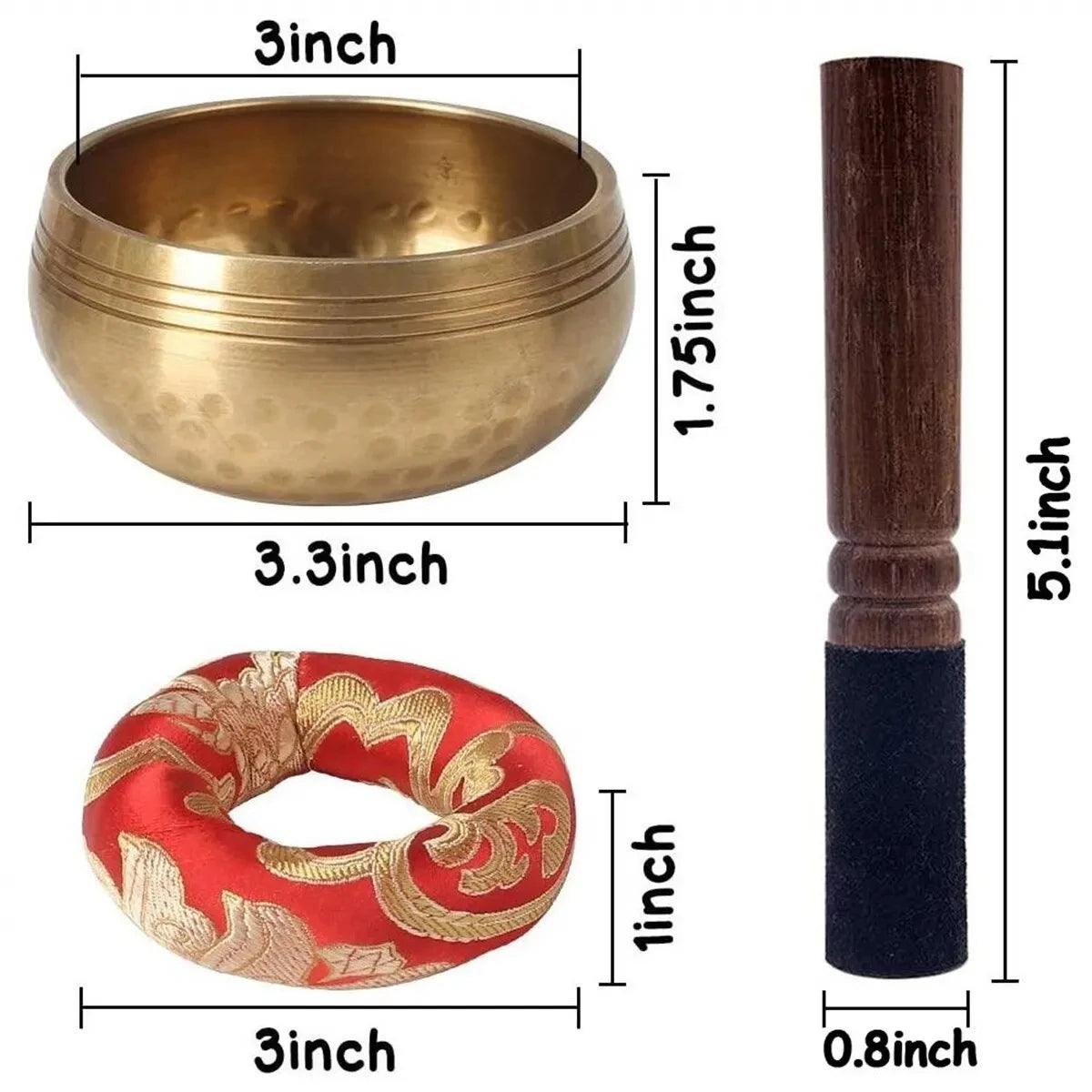 Miwayer Copper Sing Bowl Nepal Tibet Handmade for Religious Sound Therapy Music Yoga Buddha Bowl Chanting Healing Tool