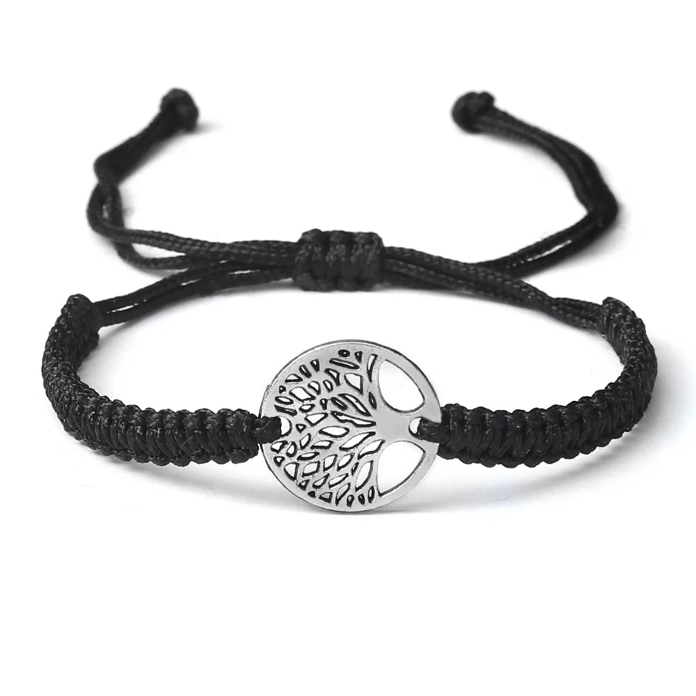 Lucky Red String Braid Bracelets Classic Retro Alloy The Tree of Life Handmade Men Women Kid Wristband Yoga Jewelry Gift Bangles
