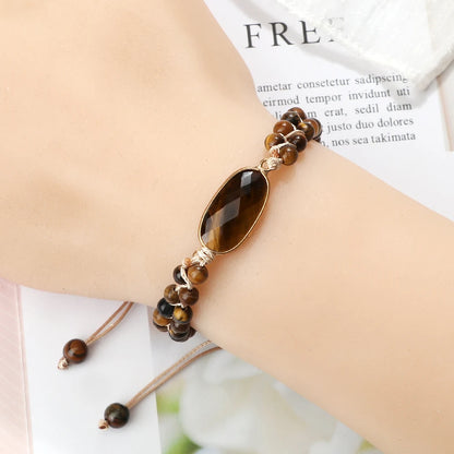 Natural Tiger Eye Stone Bracelet Handmade Mini 4mm Beads Yoga Wrap Bracelet & Bangle for Women Men Bohemian Jewelry Couple Gifts
