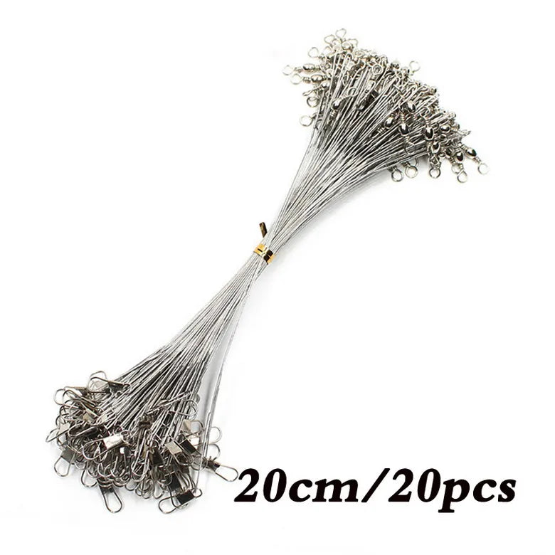 Anti Bite Steel Fishing Line Steel Wire Leader With Swivel Fishing Accessory Lead Core Leash Fishing Wire 15cm 20cm  30cm