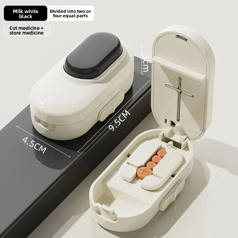 New Quartering Pill Cutter Storage Box Portable Drug Tablet Medicine Dustproof Divider Organizer Crusher 1/2 1/4Pill Cutter