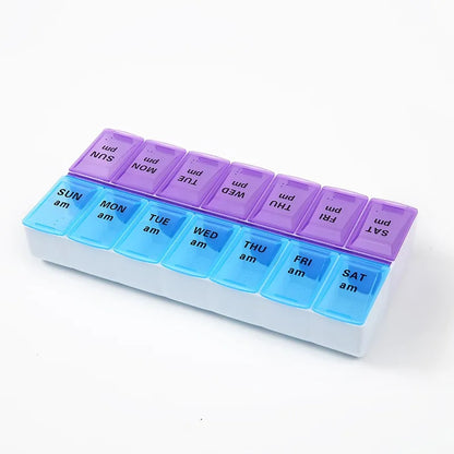 New Hot Premuim Portable Weekly Pill Organizer Case Box Storage Container 7 Day 2 Times 14 Grids for Vitamin Medicine Fish Oils