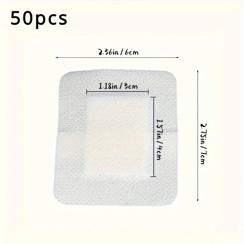50PCS Non-Woven Medical Adhesive Bandages, Easy Tear Wound Dressing, Individually Wrapped Protection Equipment for First Aid Kit