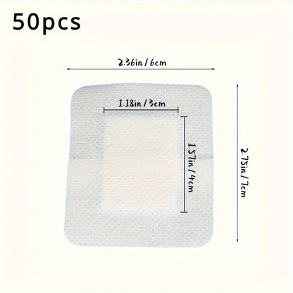 50PCS Non-Woven Medical Adhesive Bandages, Easy Tear Wound Dressing, Individually Wrapped Protection Equipment for First Aid Kit