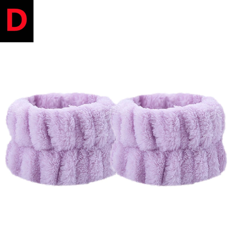 2PCS Reusable Spa Wrist Washband Soft Microfiber Towel Wristbands For Washing Face Women Girl Yoga Running Sport Wrist Sweatband