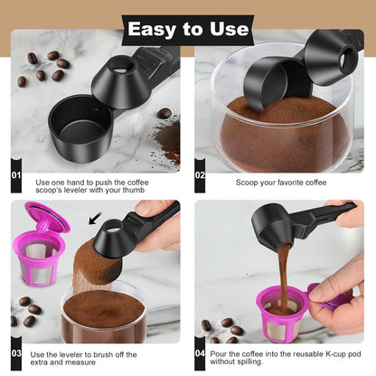 3PCS Creative Coffee Scoop With Funnel Coffee Sliding Spoon Long Handle Large Capacity Protein Powder Leakproof Measuring Spoon