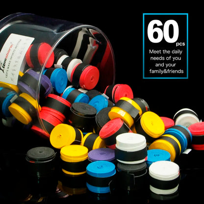 60 pcs Smooth Badminton Tennis Overgrips Antislip Fishing Rod Suck Sweat Band Bicycle Handlebar Dumbbells Pingpong Grips Tapes