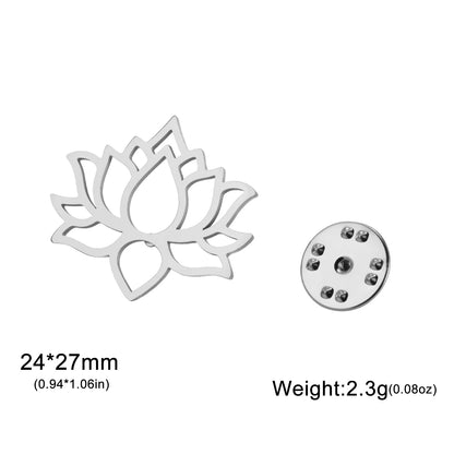 Skyrim Lotus Flower Women's Brooch Stainless Steel Gold Color Suit Badge Lapel Pin Yoga Buddhism Amulet Accessories Wholesale