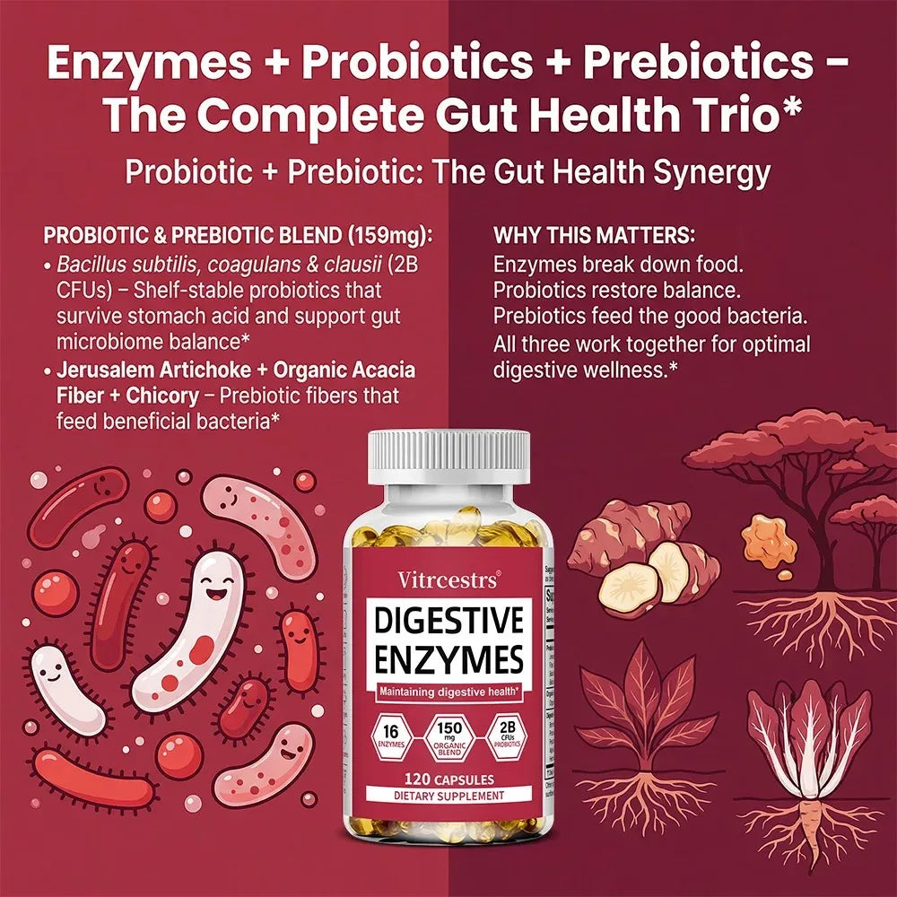 Digestive Enzyme Supplement Capsules – Promote Digestive Health, Support Gut Health, Suitable for Both Men and Women