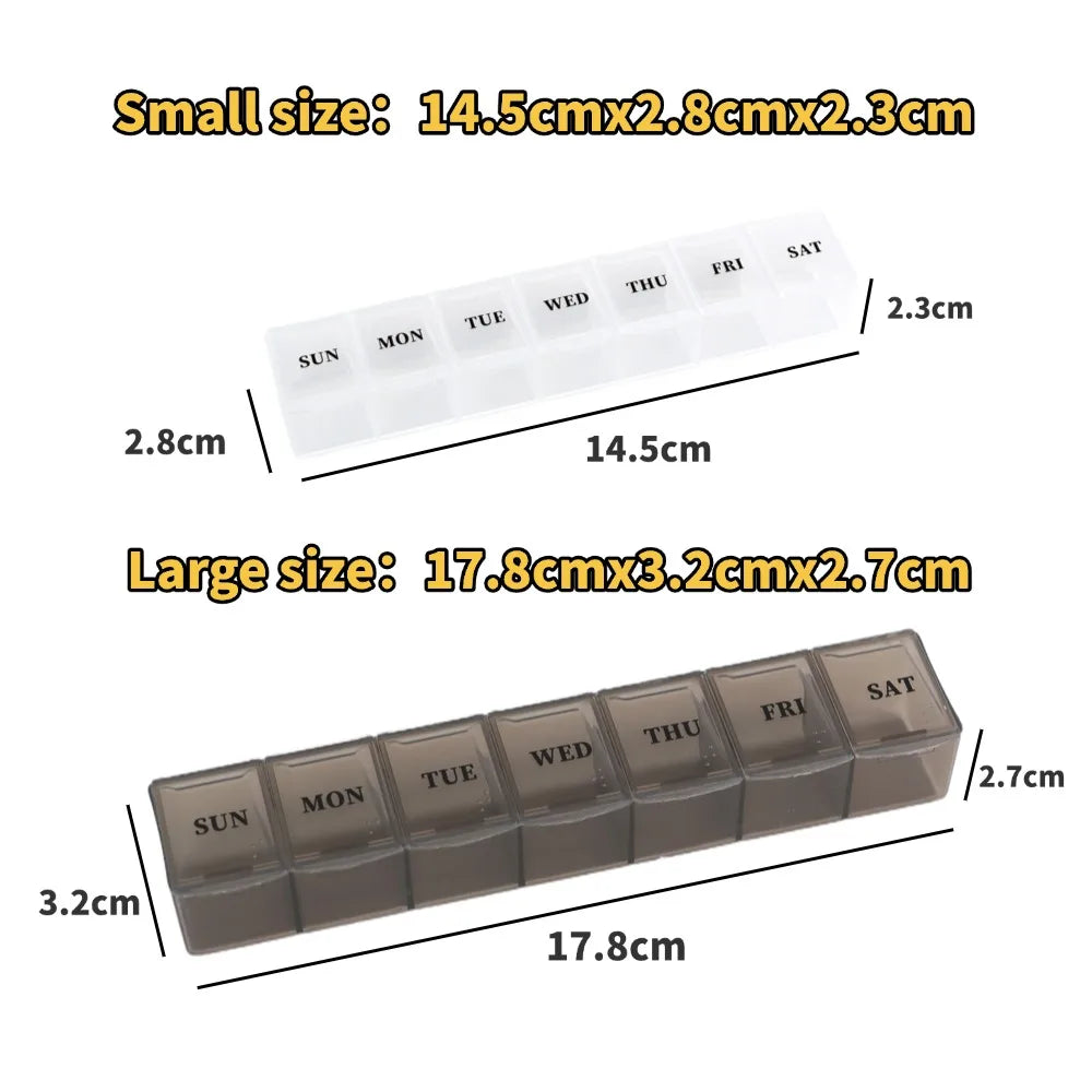 New Hot Weekly Premuim Portable 7 Grids 1 Times A Day Pill Storage Cases Box Organizer Container for Vitamins Medicine Fish Oils