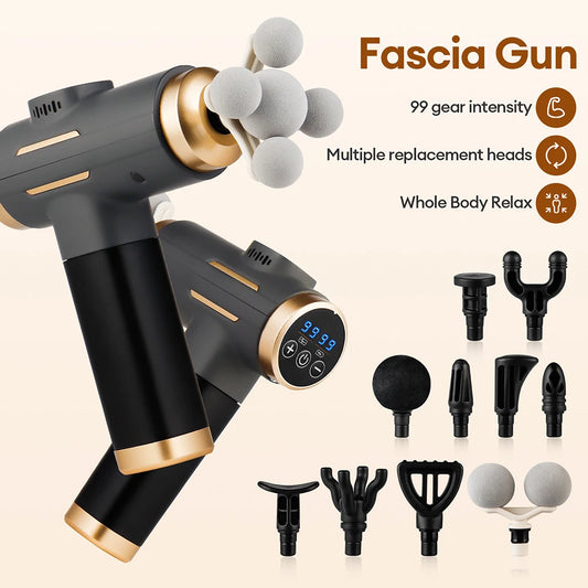 Electric Fascia Gun 99 Levels Deep Tissue Muscle Massage Gun High-Frequency Vibration for Shoulder Waist Leg Body masajeador