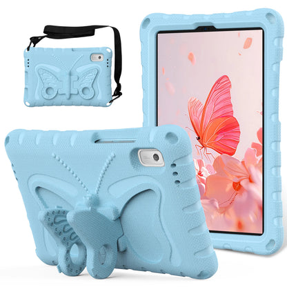 For Lenovo Tab M9 Case Butterfly Kickstand EVA Tablet Cover with Shoulder Strap - Mint Green