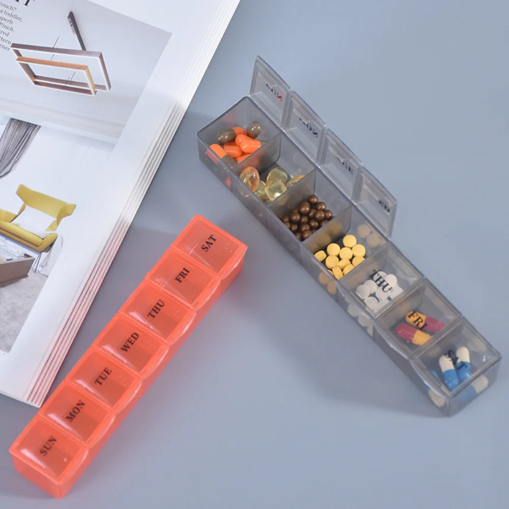 New Hot Weekly Premuim Portable 7 Grids 1 Times A Day Pill Storage Cases Box Organizer Container for Vitamins Medicine Fish Oils