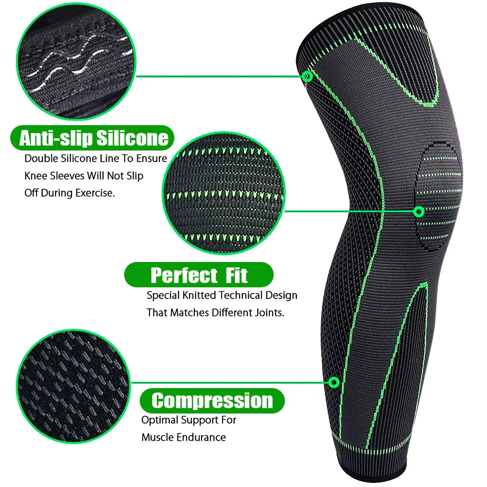 1Pair Sport Knee Support Brace Compression Long Full Legs Sleeve Arthritis Running Gym Arthritis Relief Fashion Sport Knee Pads