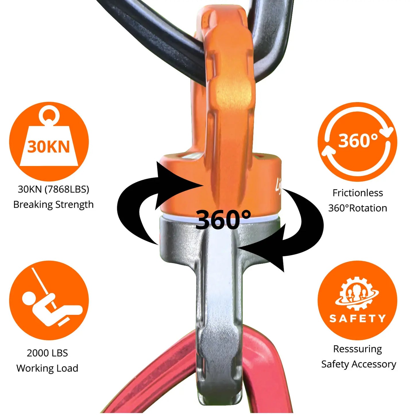 35KN Swing Swivel Aluminum Alloy Rotating Ring Aerial Yoga Hammock Rotating Connector Outdoor Rock Climbing Bearing Swivel