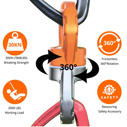 35KN Swing Swivel Aluminum Alloy Rotating Ring Aerial Yoga Hammock Rotating Connector Outdoor Rock Climbing Bearing Swivel