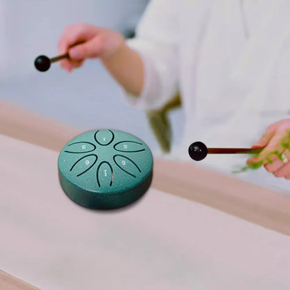 Steel Tongue Drum 3 Inch 6 Notes Percussion Instrument Balmy Drum with Drum Mallets for Meditation Yoga Majors Mini Handpan Drum