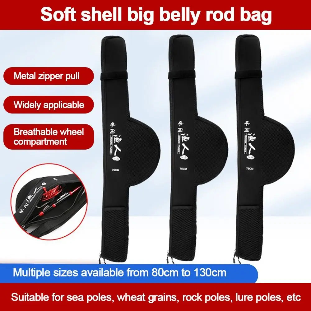 New Portable Fishing Rod Bag With Shoulder Strap Black Fishing Pole Reel Bag Folding Fishing Rod Case