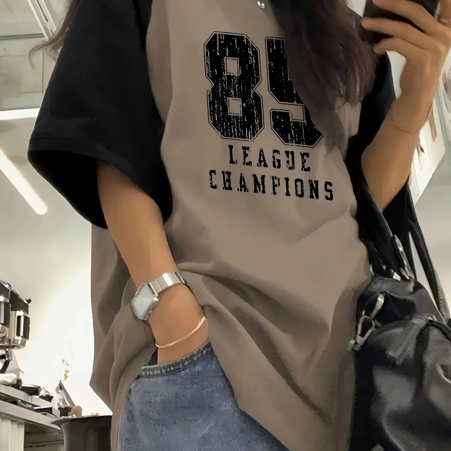 Summer's New Y2K Style Women's Casual Short-Sleeved 85 Digital Letter Printed Round-Neck Loose Quick-Drying T-shirt Trendy Top