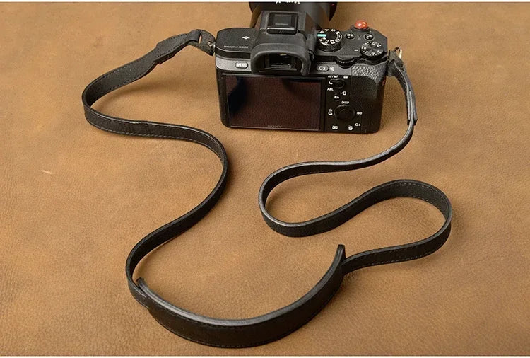 Genuine Leather Camera Strap Belt Handmade Shoulder Strap black color
