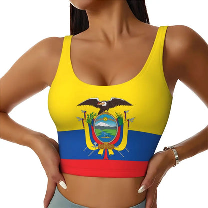 2026 Ecuador Flag Print Women Activities Sports Vest Yoga Vest Workout Vest for Women Lightweight Trendy