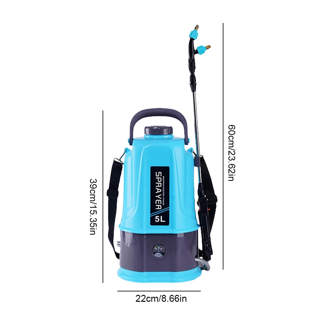5L Electric Backpack Sprayer with 5 Mist Nozzle Garden Sprayer with Adjustable Shoulder Strap Water Sprayer for Yard Lawn Garden