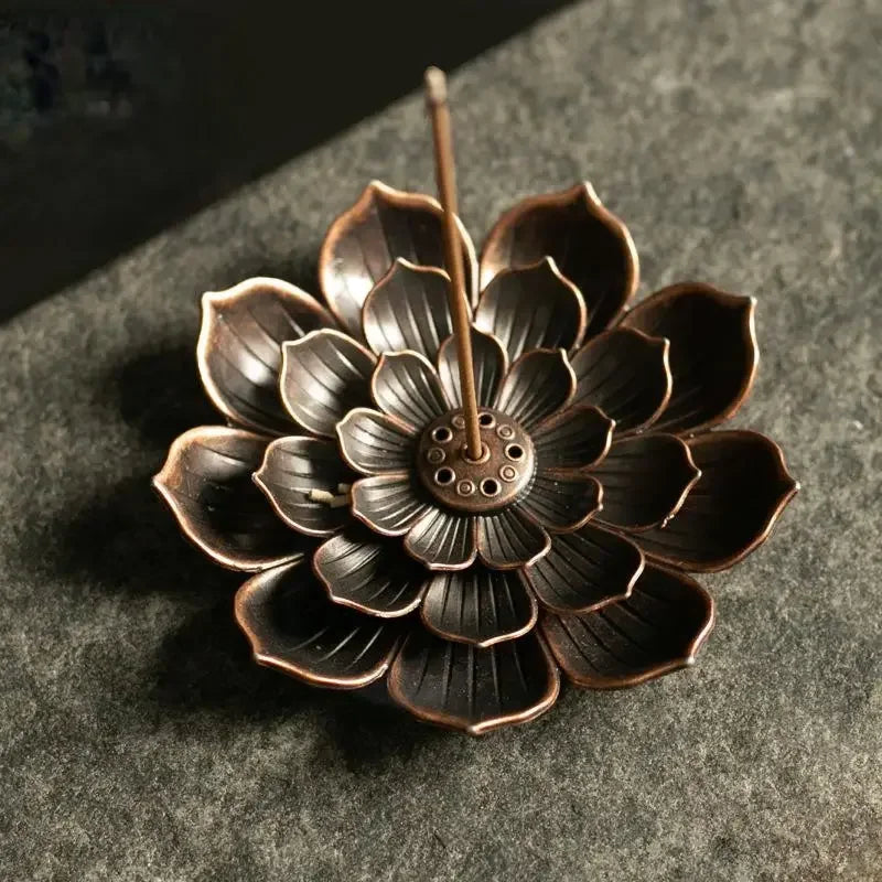 Alloy Incense Burner Stick Holder Buddhism Lotus Line Incense plate Sandalwood Coil Base Temples Yoga Studios Home Decoration