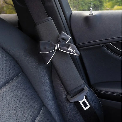 2pcs Cute Women Bowknot Car Seat Belt Cover Auto Seat Belt Shoulder Strap Harness Cushion Protector Pads Decoration Protection