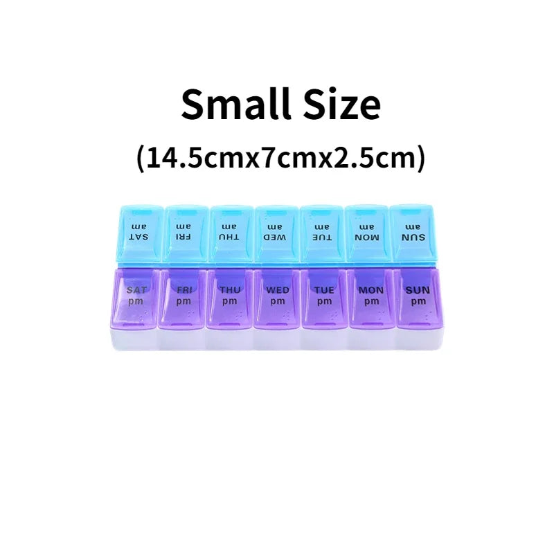 Weekly 14 Grids 7 Days Pill Box Portable Travel  Cases Organizer Pill Container Storage Tablets Vitamin Medicine