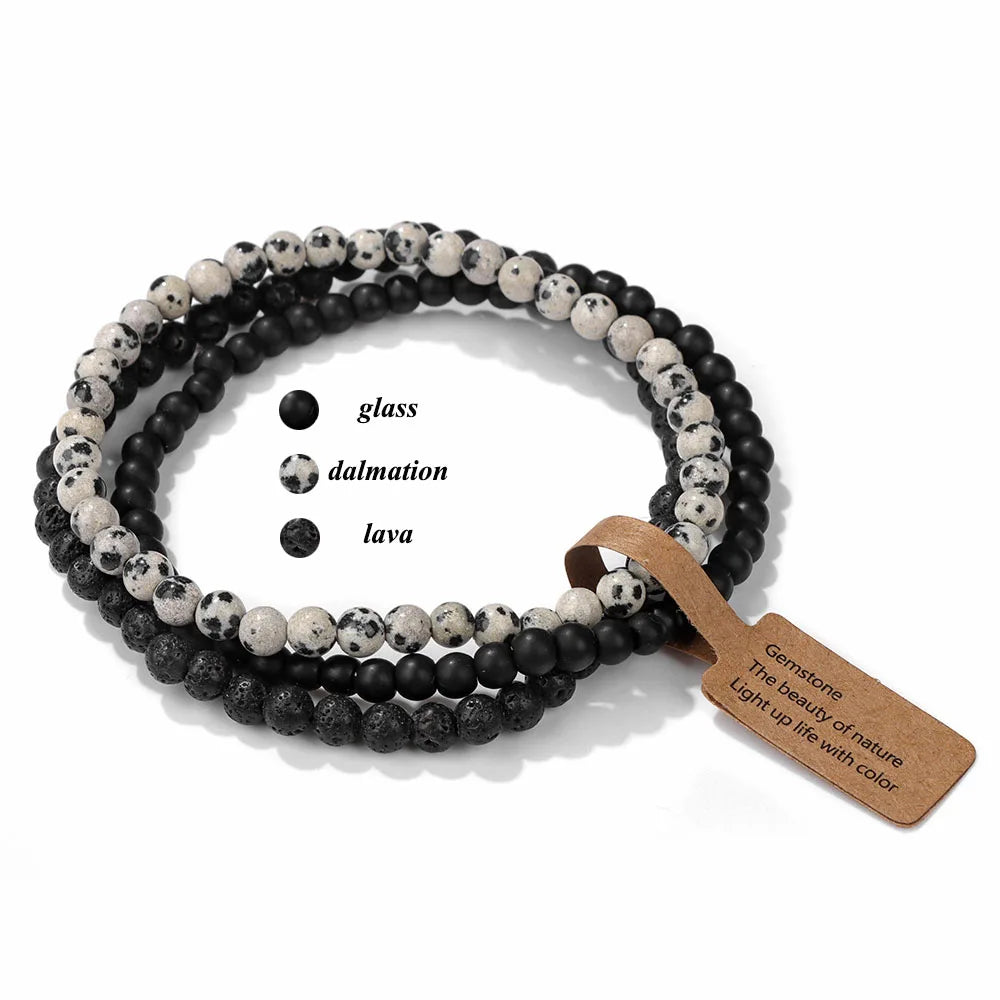 3pcs/Set Natural Stone Beaded Bracelet 4mm Lapis Lazuli Agat Bead Bracelets Couple Yoga Mini Bracelet for Men Women Jewelry Gift