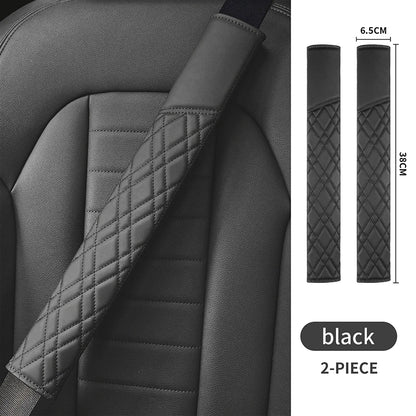 Car Seat Belt Pads Universal Nappa Leather Car Seat Shoulder Strap Pad Cushion Cover Car Belt Protector Safety Belt Cover