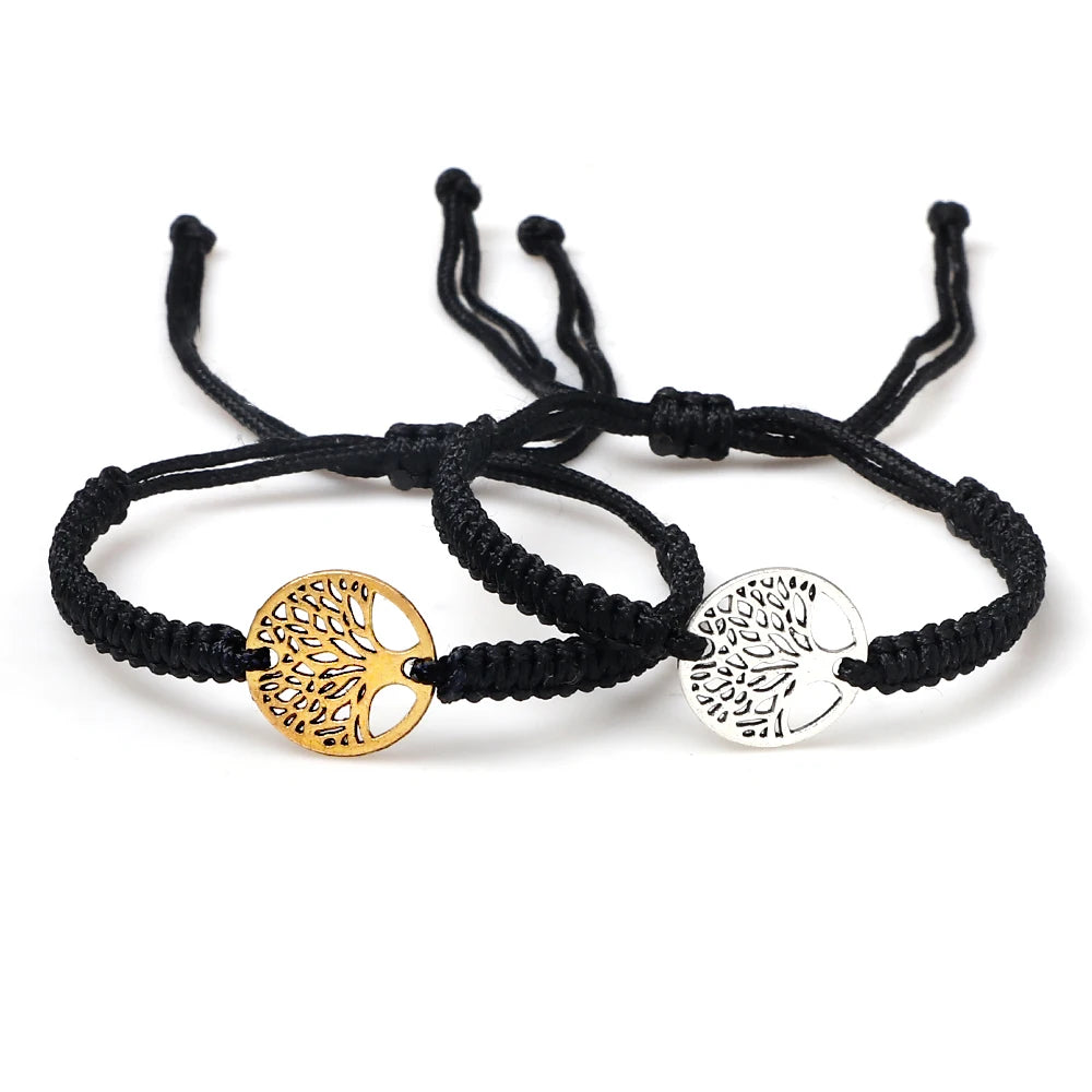 Lucky Red String Braid Bracelets Classic Retro Alloy The Tree of Life Handmade Men Women Kid Wristband Yoga Jewelry Gift Bangles