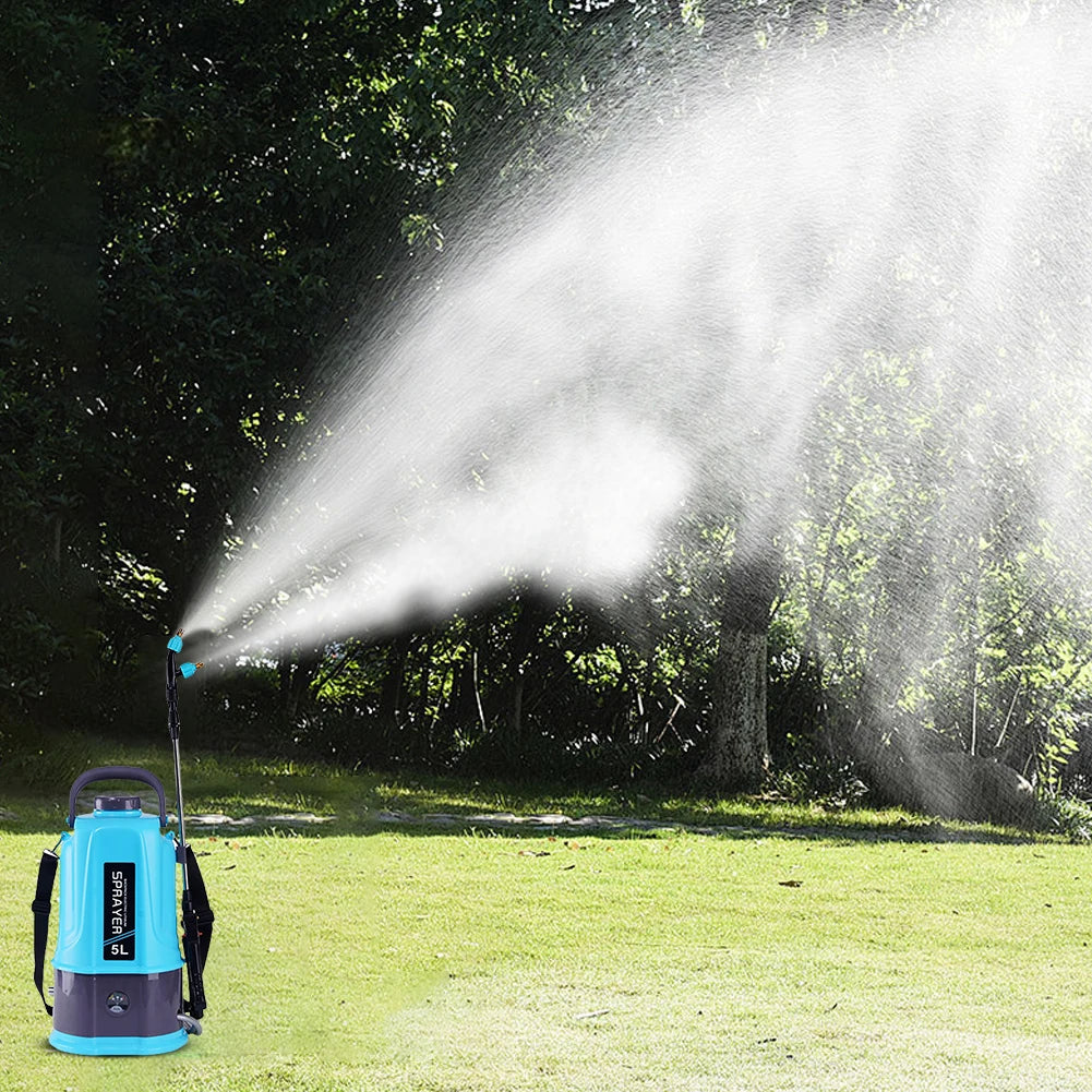 5L Electric Backpack Sprayer with 5 Mist Nozzle Garden Sprayer with Adjustable Shoulder Strap Water Sprayer for Yard Lawn Garden