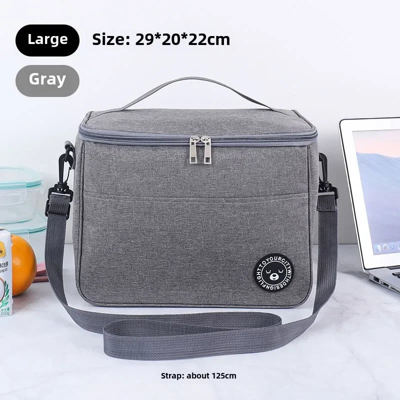 Portable Lunch Bag Food Thermal Box Waterproof Office Cooler Lunchbox With Shoulder Strap Insulated Case Essential for picnics