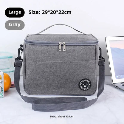 Portable Lunch Bag Food Thermal Box Waterproof Office Cooler Lunchbox With Shoulder Strap Insulated Case Essential for picnics