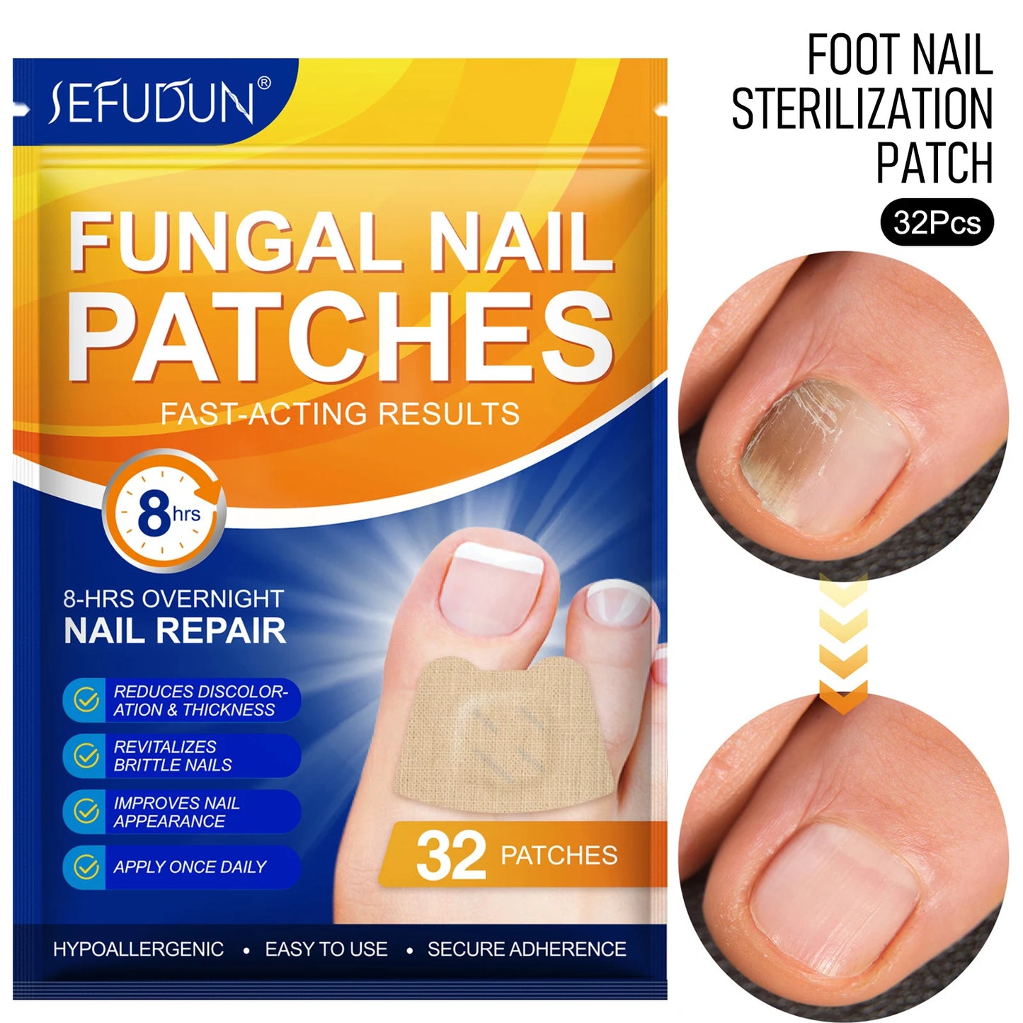 Toenail Fungus Treatment Extra Strength Patches Night-Time Treatment Improves Nail Appearance for Damaged Nails Foot Nails